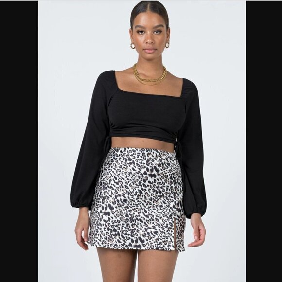 Princess Polly Yates Cheetah Leopard Print Satin Mini Skirt 2 - Picture 5 of 15